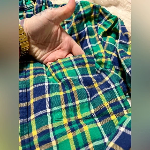 Blue Green Plaid Button Up Long Sleeve - Picture 3 of 3